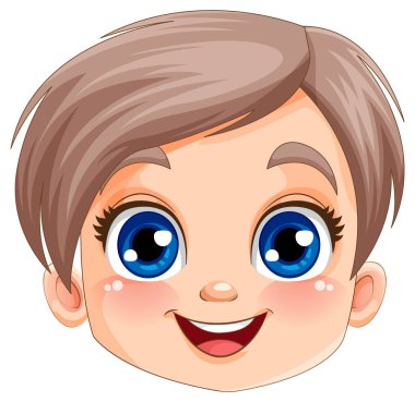 Sevimli çocuk gülümseyen yüz çizimi