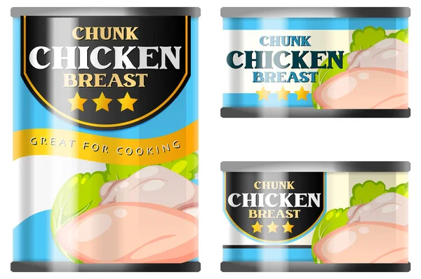 鶏の胸肉フード缶コレクションイラスト — ストックベクタ