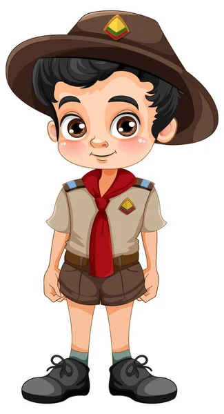Boy Scout Desene Animate Uniforme Ilustrare Personaj — Vector de stoc