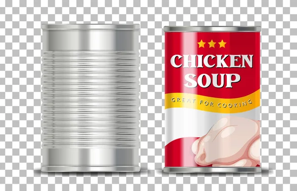 チキンスープ缶フードのグリッド背景イラスト — ストックベクタ