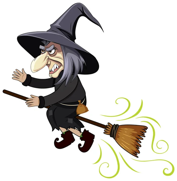 Broomstick Cartoon Character — 스톡 벡터