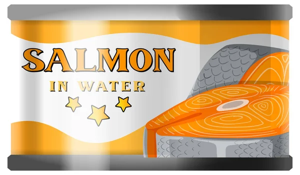 Salmón Agua Alimento Puede Vector Ilustración — Archivo Imágenes Vectoriales