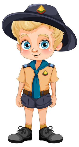 Boy scout in uniform cartoon character illustration