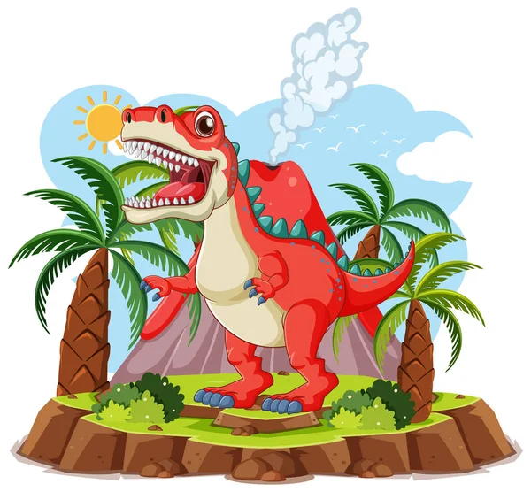 Dinosaur Prehistoric Island Isolated Illustration — Stock Vector