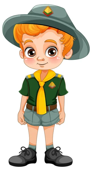 Boy Scout Uniform Cartoon Character Illustration — Stock Vector