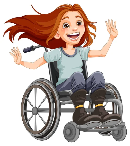 Happy Disabled Person Wheelchair Illustration — Stock Vector