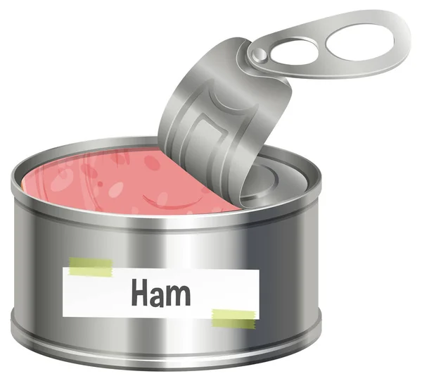 Opened Canned Ham Vector Illustration — Stock Vector