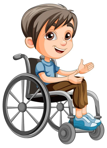 Tekerlekli Sandalye Çiziminde Oturan Adam Karikatürünü Pasifleştir — Stok Vektör