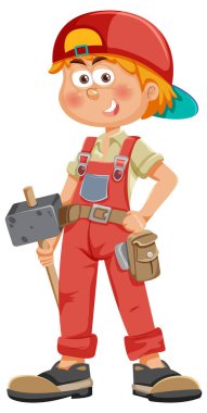 Hizmetçi çocuk çizgi film karakteri çizimi