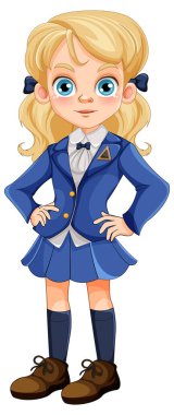 Öğrenci Üniformalı Kız Çizgi Film Çizimi