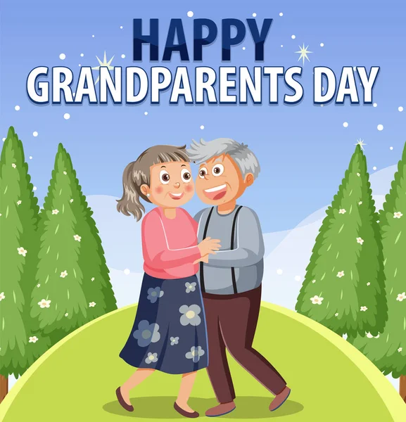 自然の中で幸せな祖父母の日背景イラスト — ストックベクタ