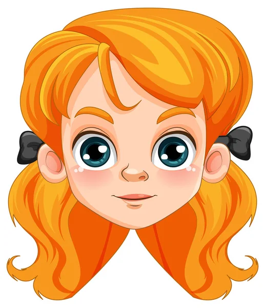 用橙色头发矢量图解的可爱女孩脸 — 图库矢量图片
