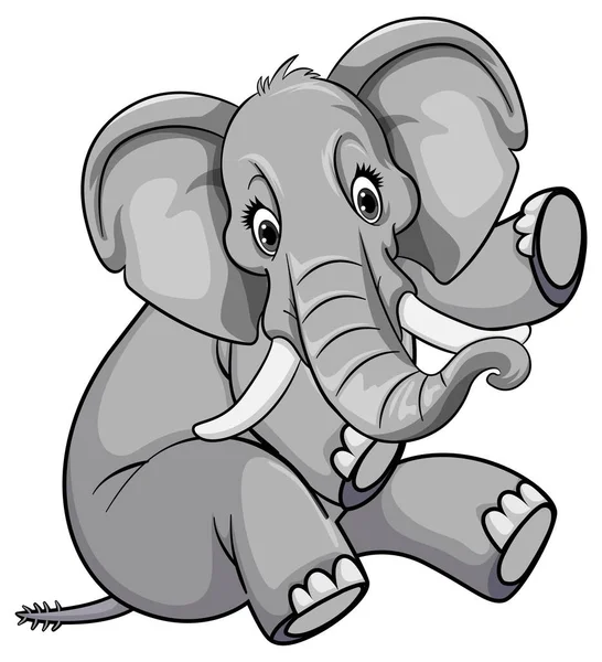 Elefante Lindo Ilustración Estilo Dibujos Animados — Archivo Imágenes Vectoriales