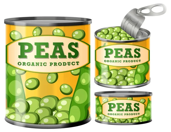 Organic Pea Food Puszki Collection Ilustracja — Wektor stockowy