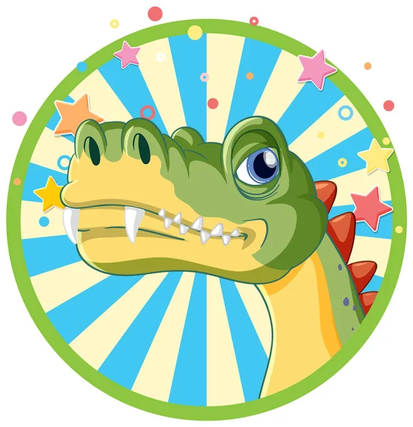Dinosaur Circle Comic Sticker Template Illustration — Stock Vector