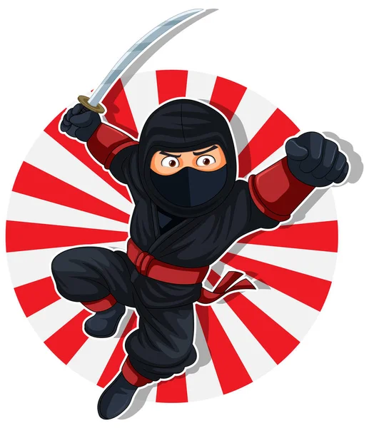 Illustration Von Ninja Springen Und Schwert Schmieden — Stockvektor