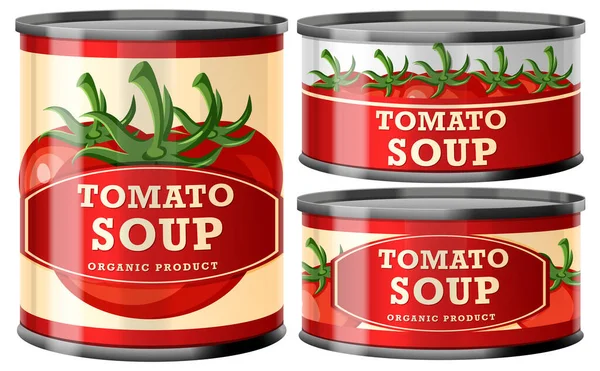 Иллюстрация Tomato Soup Food Cans Collection — стоковый вектор