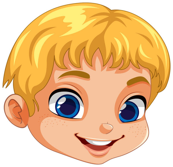 Симпатичное лицо мальчика с белокурым вектором волос
