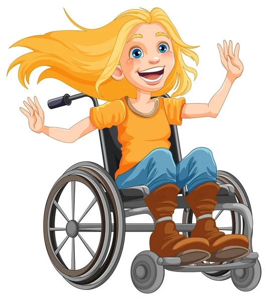 Tekerlekli Sandalyedeki Mutlu Engelliler Çizimi — Stok Vektör