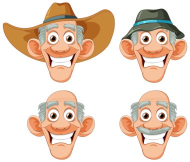 Komik Yaşlı Çiftçi Koleksiyonu çizimi