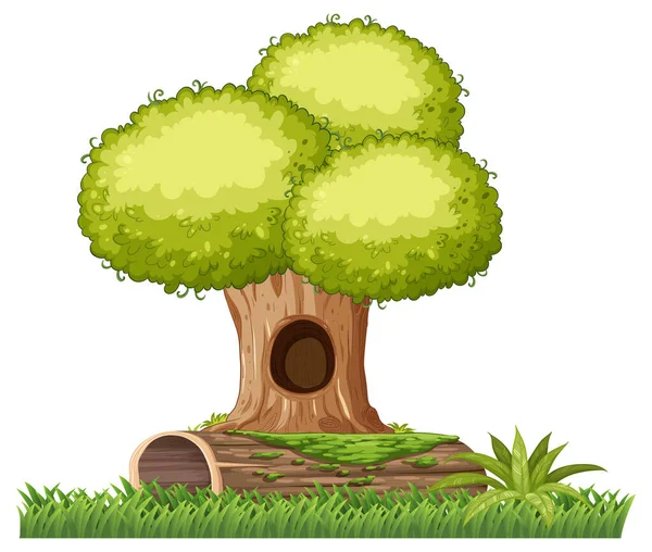 Desenhos Animados Árvore Simples Ilustração Isolada —  Vetores de Stock