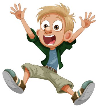 Jumping Boy Cartoon Character illustration