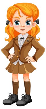 Öğrenci Üniformalı Kız Çizgi Film Çizimi