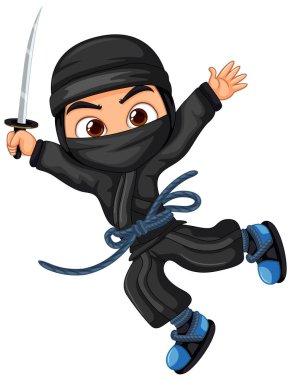 Asya ninja çizgi film karakteri çizimi