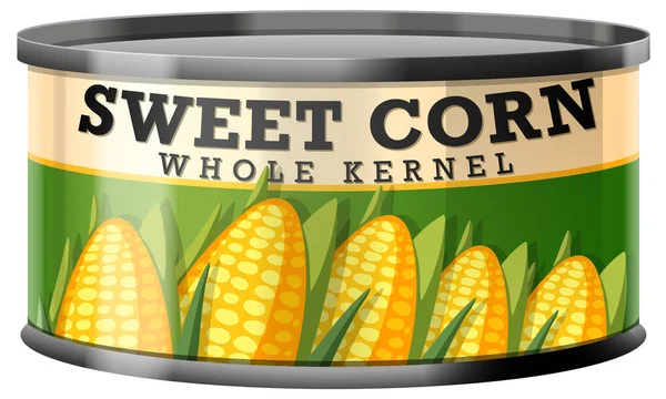Édes Kukorica Élelmiszer Doboz Vektor Illusztráció — Stock Vector