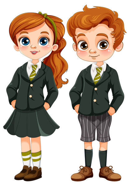 Иллюстрация "Мальчик и девочка в форме вектора"