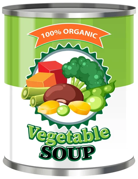 Soupe Légumes Dans Les Aliments Peut Vecteur Illustration — Image vectorielle