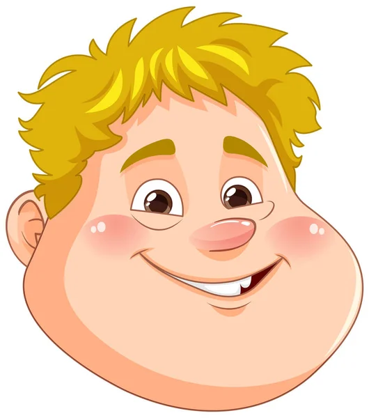 Happy Chubby Boy Face Illustration — Stock Vector