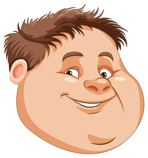 Ansiktet Fet Pojke Tecknad Illustration — Stock vektor