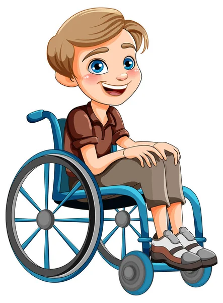Behinderter Mann Sitzt Rollstuhl Illustration — Stockvektor