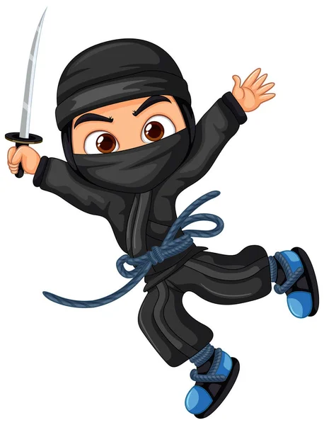 Asian Ninja Cartoon Character Illustration — Stock Vector