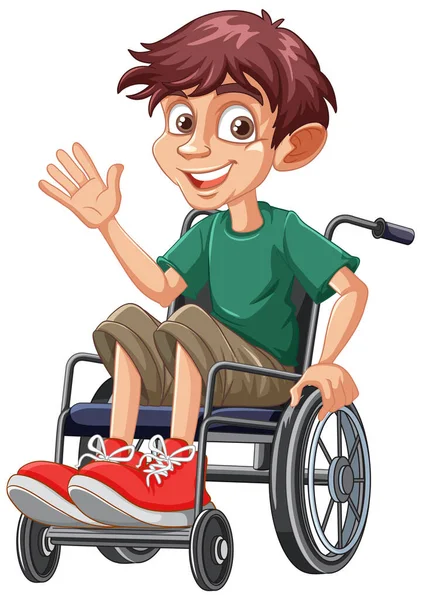 Мультфильм Человеке Инвалиде Сидящем Инвалидной Коляске — стоковый вектор