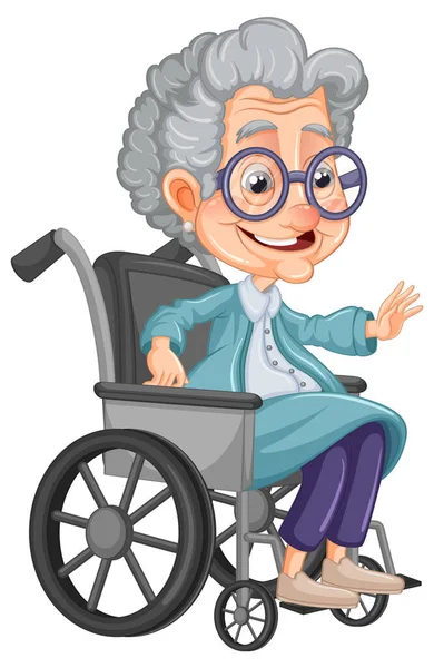 Anziani Seduti Sedia Rotelle Illustrazione — Vettoriale Stock