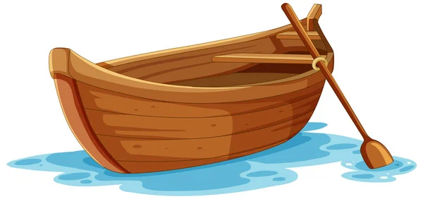 Izolovaný Dřevěný Člun Vodní Ilustraci — Stockový vektor