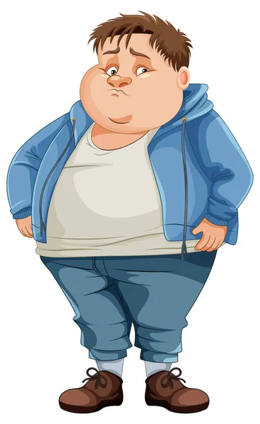 Fat Male Cartoon Character Illustration — Stock Vector