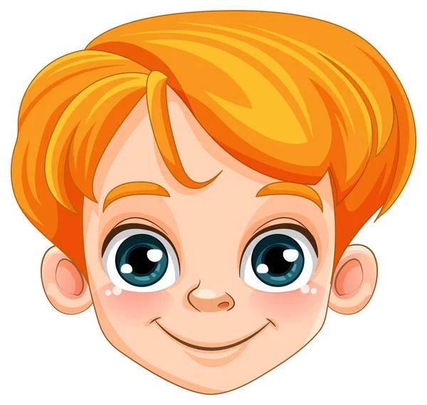 Cute Boy Head Cartoon Character Illustration — Stock Vector