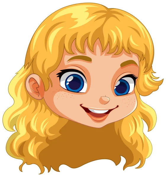 Χαριτωμένο Πρόσωπο Κορίτσι Ξανθά Μαλλιά Vector Εικονογράφηση — Διανυσματικό Αρχείο
