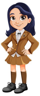 Okul üniformalı güzel bir kız öğrenci.