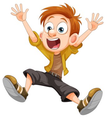 Jumping Boy Cartoon Character illustration
