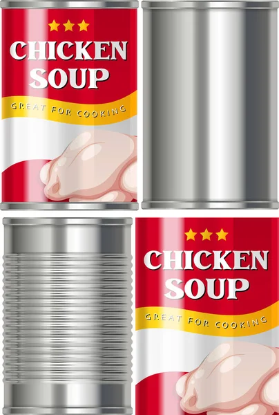 チキンスープ缶フードイラスト — ストックベクタ