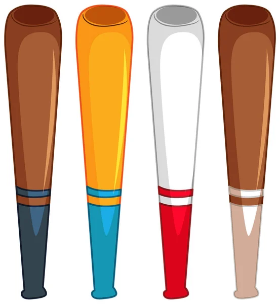 Baseballschläger Verschiedenen Farben Set Illustration — Stockvektor