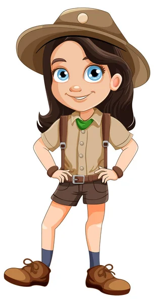 Girl Scout Uniform Cartoon Character Illustration — Stock Vector