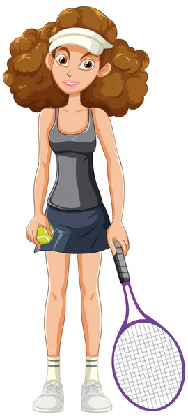 Jogadora Tênis Feminina Com Ilustração Raquete — Vetor de Stock