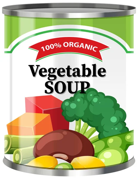 Sopa Verduras Comida Puede Vector Ilustración — Vector de stock