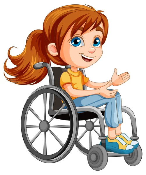 Мультфильм Женщине Инвалиде Сидящей Инвалидной Коляске — стоковый вектор