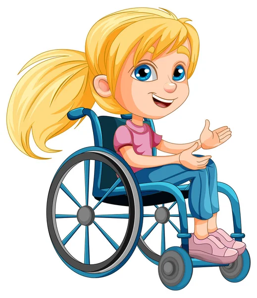 Behinderte Frau Sitzt Rollstuhl Illustration — Stockvektor